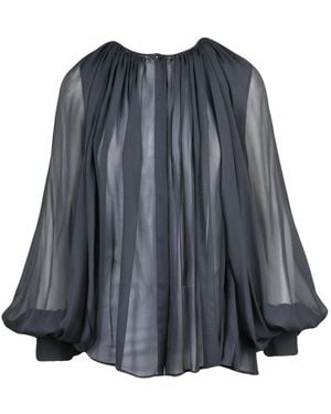 Semicouture Overhemden ,Grijs ,Voile Plissé Shirt - Zwart