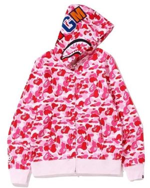 A Bathing Ape Hoodies & Sweatvesten ,Veelkleurig ,Katoen Abc Camo Shark Full Zip Hoodie - Roze