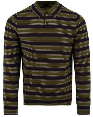 Paul Smith Tops ,Groen ,Wol Merino Polo Shirt - Zwart