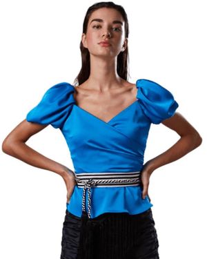 Moskada Blaue satinbluse - 46