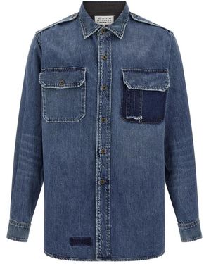 Maison Margiela Denim Shirt With A 'Vintage' Effect - Blue