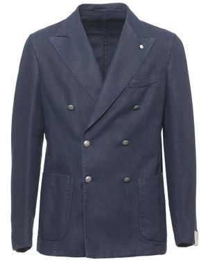 Lubiam Jassen ,Blauw ,Katoen Wsl Double-Breasted Jacket