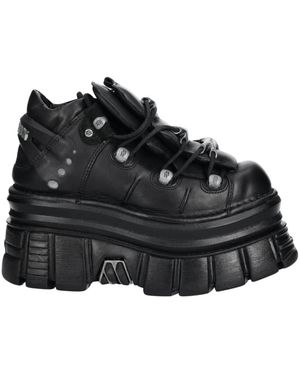 New Rock Model 106 Leder-Sneakers - Schwarz