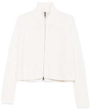 Lisa Yang Reißverschluss-Strickjacke Weiße Kaschmir-Strickjacke