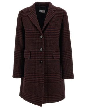 Alberto Biani Jassen ,Veelkleurig ,Wol Single-Breasted Coat - Bruin