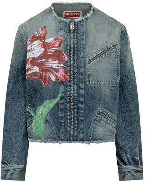 KENZO Jassen ,Blauw ,Katoen Tulip Chore Jacket