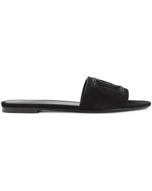 Dolce & Gabbana Embellished Logo Sandals - Black