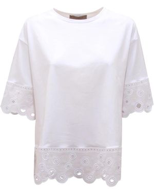 D.exterior Overhemden ,Wit ,San Gallo Pois Ricamo T-Shirt - Blauw