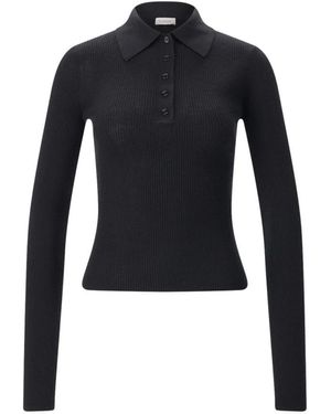 Almala Tops ,Zwart ,Wol Jules Rib Top - Blauw
