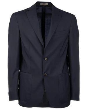 Corneliani Wol En Zijde Jas - Blauw