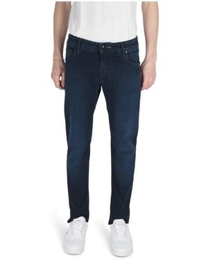 Hand Picked Tiefblaue Slim Fit Baumwolljeans
