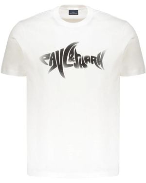 Paul & Shark Logo Detail Baumwoll T-Shirt - Weiß