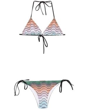 Missoni Chevron Strick-Bikini Mit Dreiecks-Oberteil - Weiß