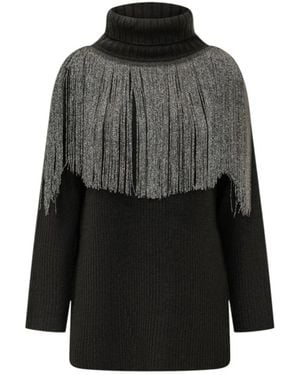 Pinko Oversized Trui Van Wolmix Met Lurex Franjes - Zwart