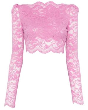 Rabanne Off-Shoulder Spitzenoberteil - Pink