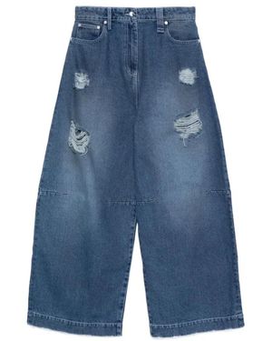 Simone Rocha Blauwe Distressed Raffelzoom Jeans