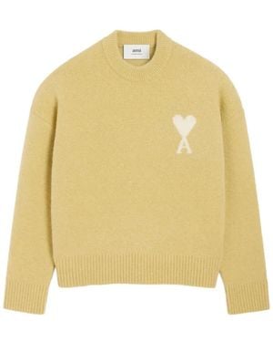 Ami Paris Round-Neck Knitwear - Giallo