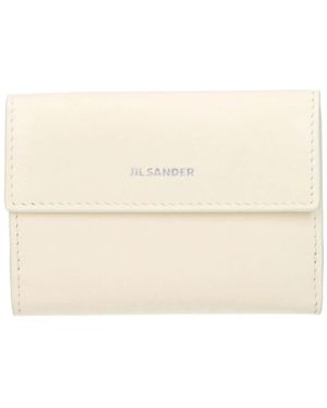 Jil Sander Accessoires ,Wit ,Leer Bi-Fold Portemonnee - Naturel