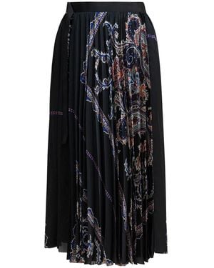 Sacai Paisley Plissé Rok - Zwart