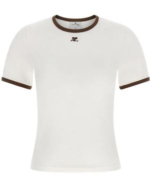 Courreges Signature Kontrast T-Shirt - Weiß