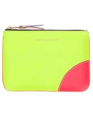 COMME DES GARÇONS PLAY Accessoires ,Geel ,Leer Sa 8100Sf Ritssluiting Portemonnee - Groen