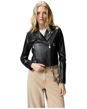 Pinko Jassen ,Zwart ,Leer New Sensibile Jacket
