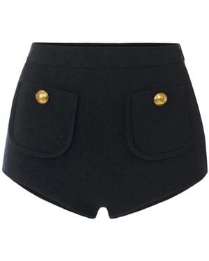 Elisabetta Franchi Gebreide Shorts Met Juwelenknopen - Zwart