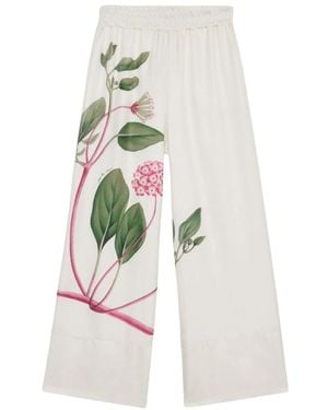 Pierre Louis Mascia Botanische Seiden Palazzo Hose - Weiß