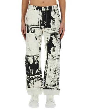 McQueen Jeans ,Veelkleurig ,Katoen Patch Workwear Jean - Zwart