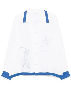 Bode Overhemden ,Wit ,Long Sleeve Shirt - Blauw