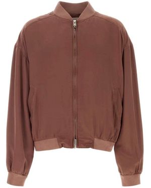 Versace Antiqued Silk Bomber Jacket - Bruin