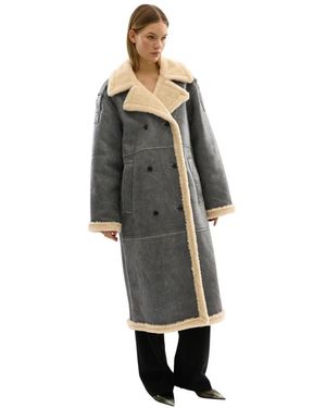 Karen By Simonsen Double-Breasted Coats - Grigio