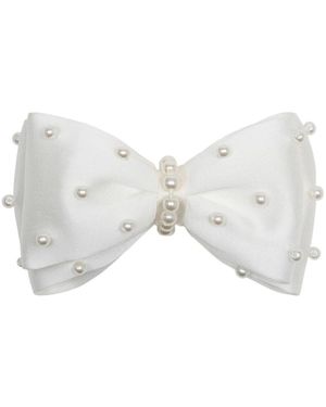 Self-Portrait Accessoires ,Satijn Satijnen Parel Strik Haarclip - Wit