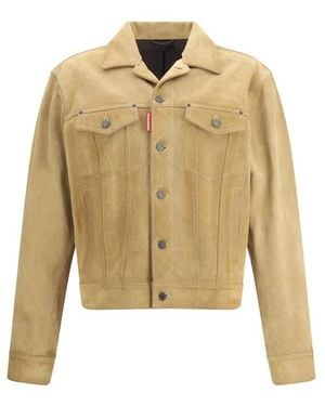 DSquared² Luxe Suède Jas, Tijdloze Stijl - Naturel