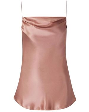 Balmain Tops ,Roze ,Satijn Gedrapeerde Satijnen Top - Bruin