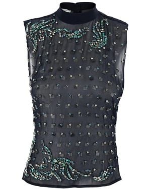 Dries Van Noten Mouwloze Top Met Carmasa Emb Design - Blauw