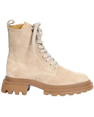 Hogan Lace-Up Boots - Natural