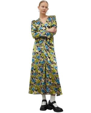 Gestuz Kleedjes ,Groen ,Floria Lange Mouwen Maxi Jurk