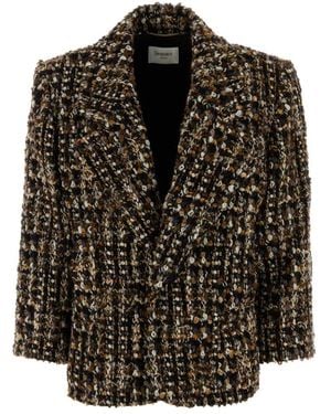 Saint Laurent Jassen ,Veelkleurig ,Wol Wolmix Tweed Jas - Zwart
