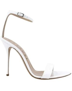 Casadei Schoenen ,Wit ,Leer Witte Sandalen Van Lakleer Met Transparant Detail