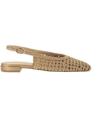 Stuart Weitzman Schoenen ,Leer Marina Woven Slingback Flats - Naturel