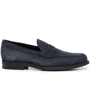 Tod's Mocassini in pelle scamosciata con dettagli in ciottoli - Blu