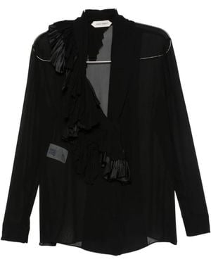 Alberta Ferretti Seiden-Georgette-Bluse - Schwarz