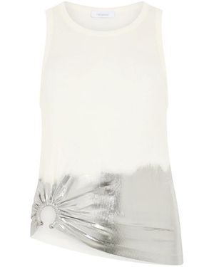 Rabanne Tops ,Wit ,Katoen Gestreept Jersey Top Met Print
