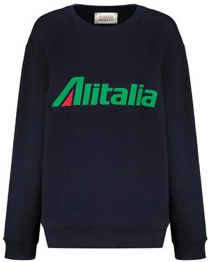 Alberta Ferretti Gerippter Crew-Neck-Sweatshirt Aus Baumwolle - Blau