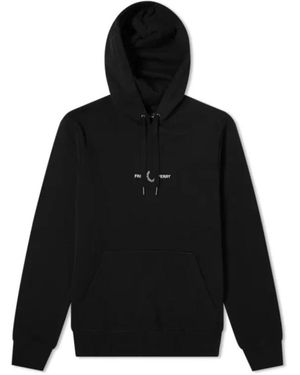 Fred Perry Hoodies & Sweatvesten ,Zwart ,Katoen Bouclé Katoenen Hoodie