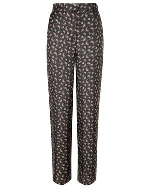 Max Mara Broeken ,Veelkleurig ,Gedrukte Zijden Twill Broek - Grijs