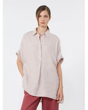 Weekend by Maxmara Overhemden ,Veelkleurig ,Linnen Wijde Polo-Kraag Shirt Met Kimono Mouwen - Meerkleurig