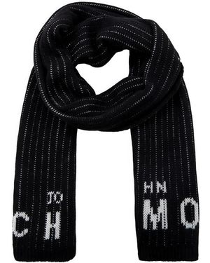 John Richmond Wool Scarf With Logo - Schwarz