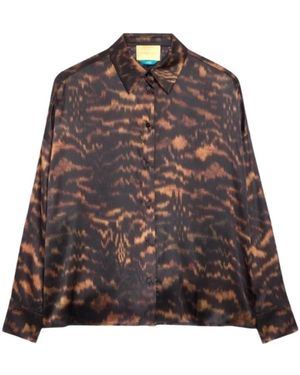Momoní Overhemden ,Bruin ,Satijn Flau Shirt